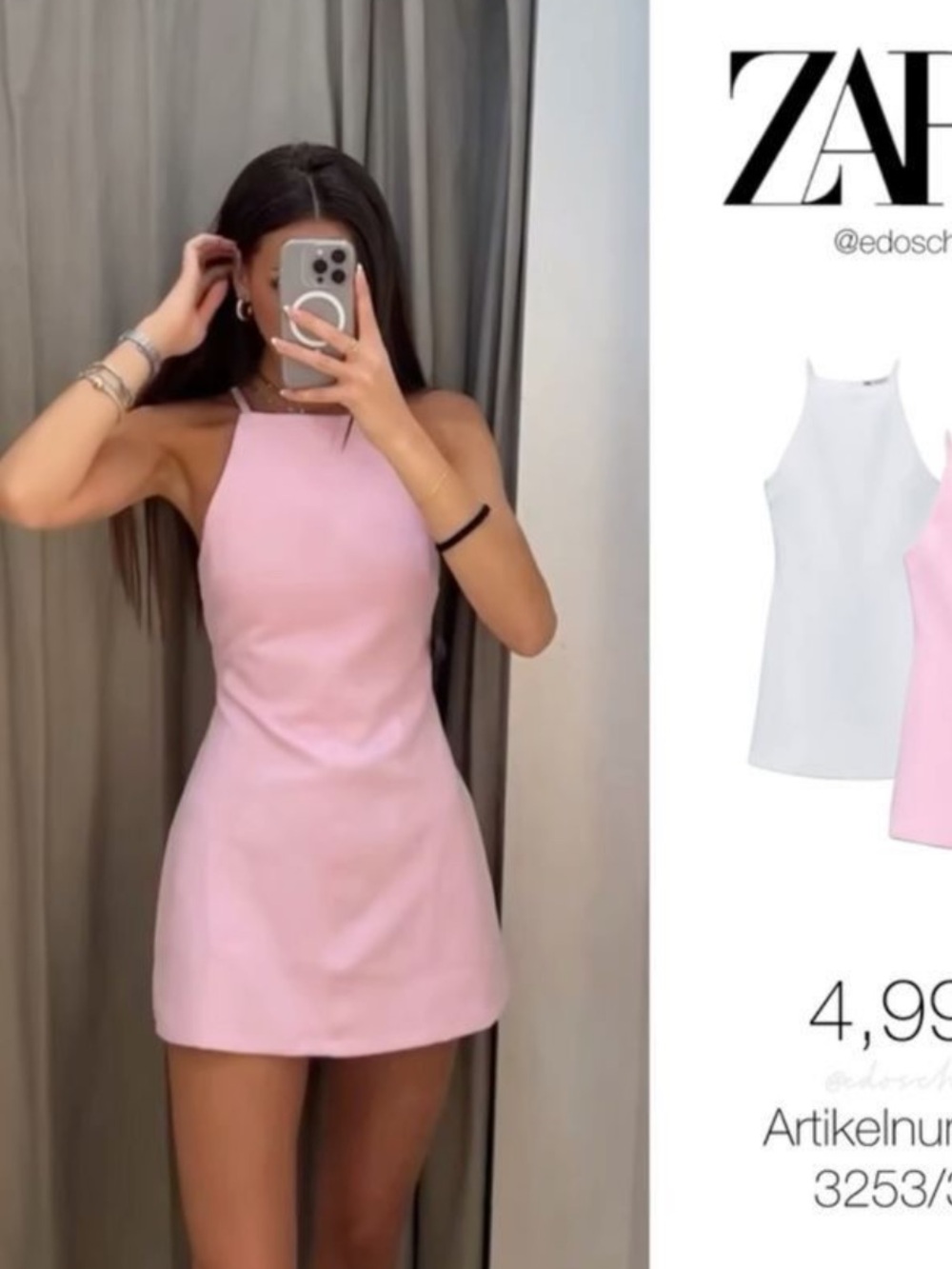 ZARA NWT Light Pink Halter Mini Dress